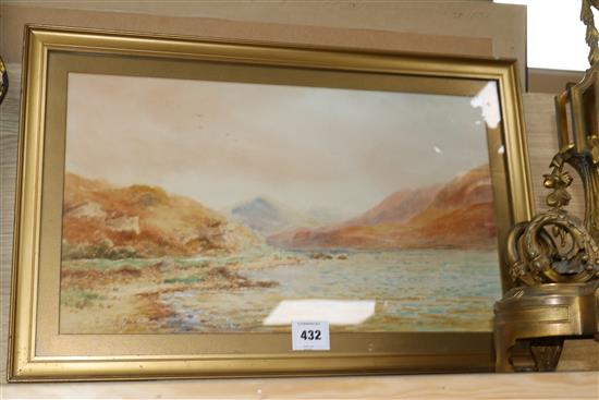 Alexander Williams RHA watercolour, Stags Rock, Upper Lake Kylencope 28 x 48cm.